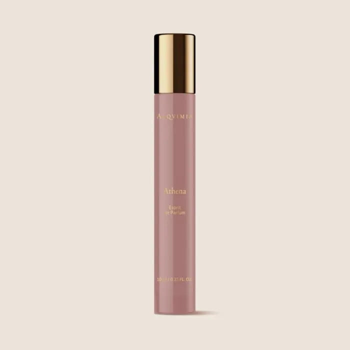 Frasco de 10ml de Esprit de Parfum Athena de ALQVIMIA, con diseño elegante y minimalista.