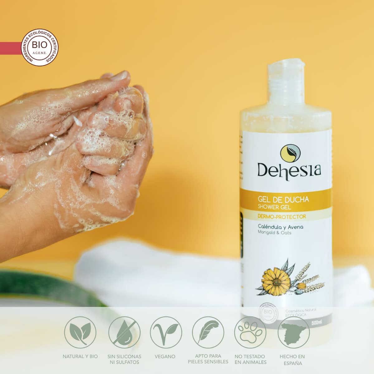 Dehesia Gel de Ducha Dermoprotector BIO con Caléndula y Avena 500ml