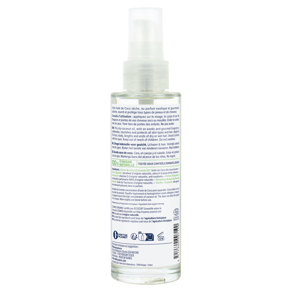 Natessance Aceite Seco de Coco Ecológico 100ml - NATESSANCE - cosmética