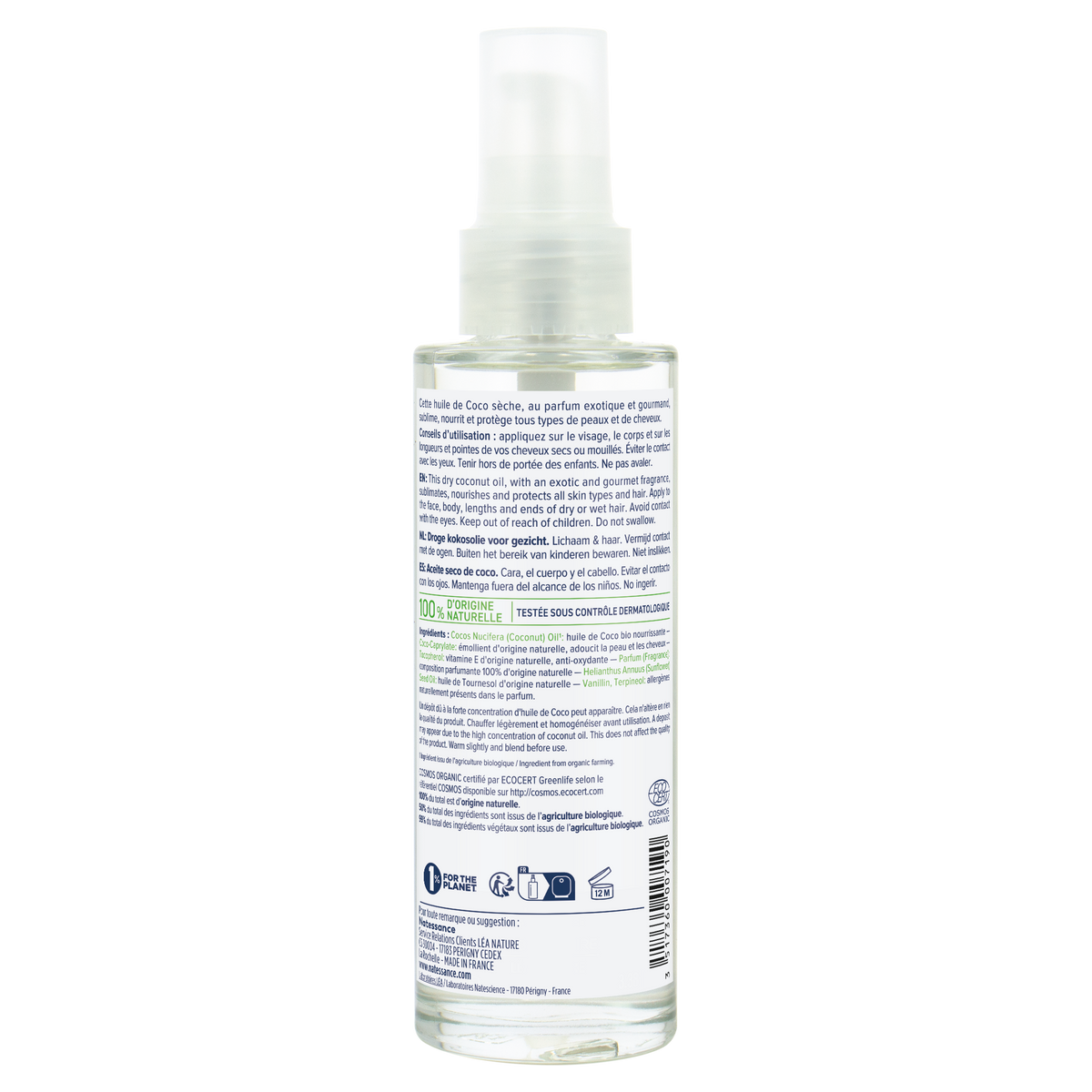 Natessance Aceite Seco de Coco Ecológico 100ml - NATESSANCE - cosmética