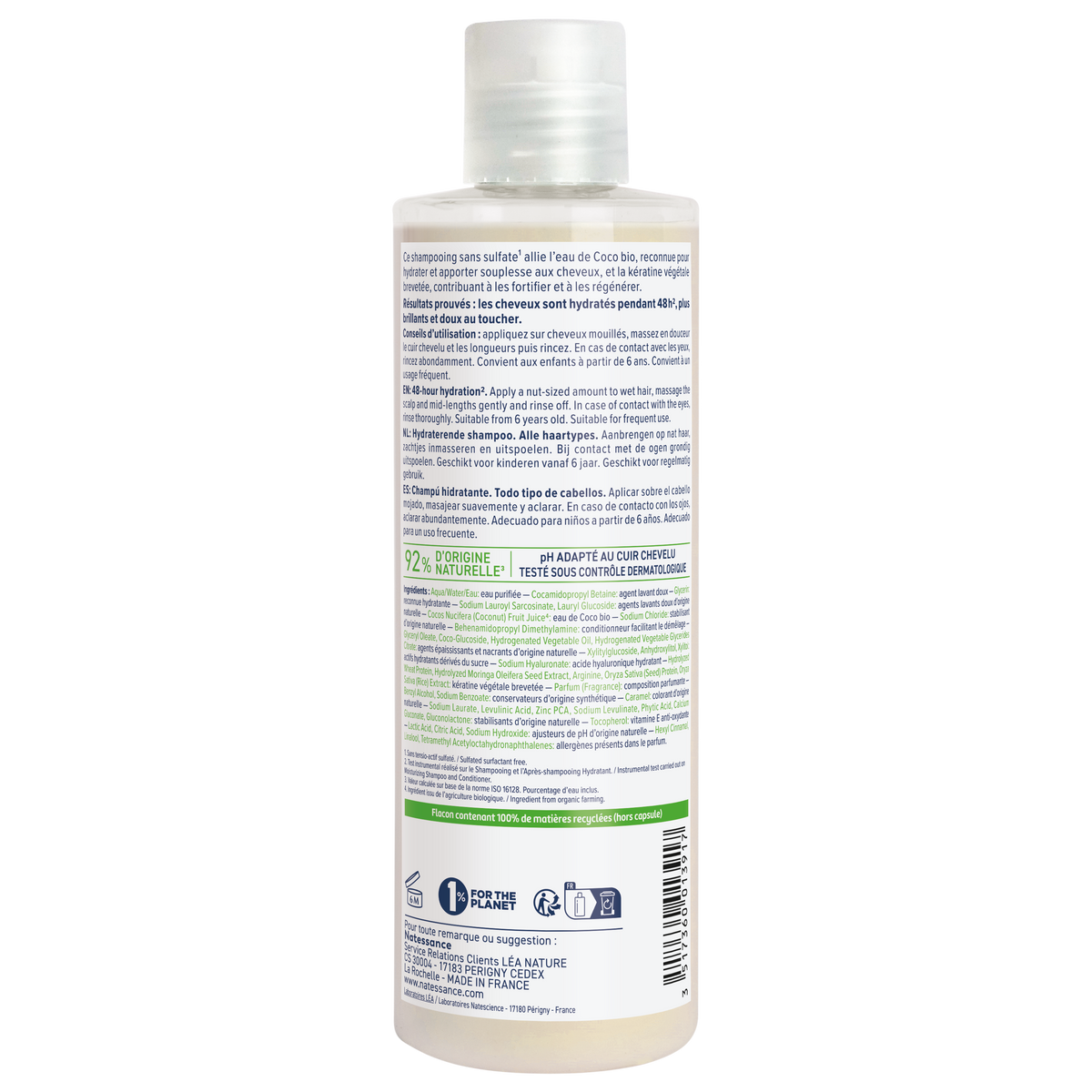 Natessance Champú de Coco Extra Suave 250ml - NATESSANCE - cosmética