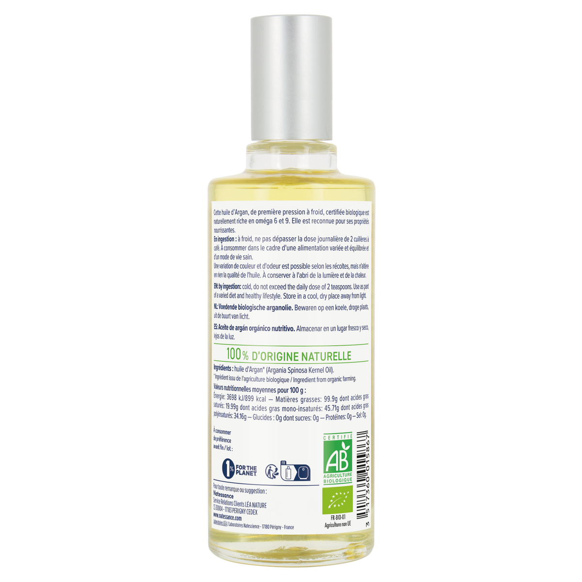 Natessance Aceite de Argán Ecológico 50ml - NATESSANCE - cosmética