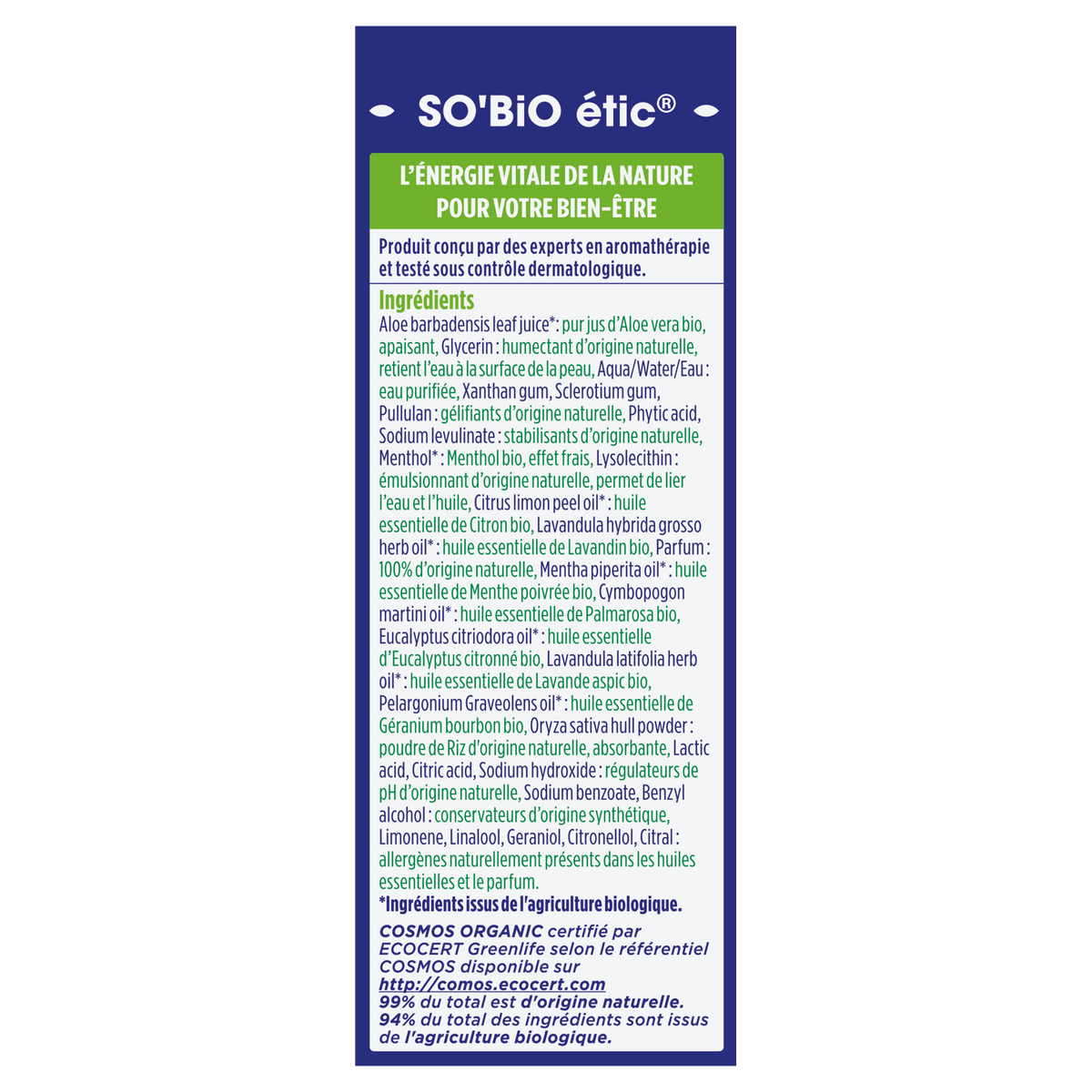 SO'BiO étic Gel Refrescante Post-Picaduras de Aloe Vera 40ml - SO'BIO ETIC - cosmética natural
