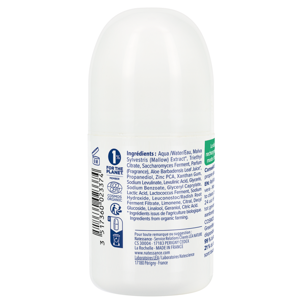 Natessance Desodorante Roll-on Recargable Aloe Vera 50ml - NATESSANCE - cosmética