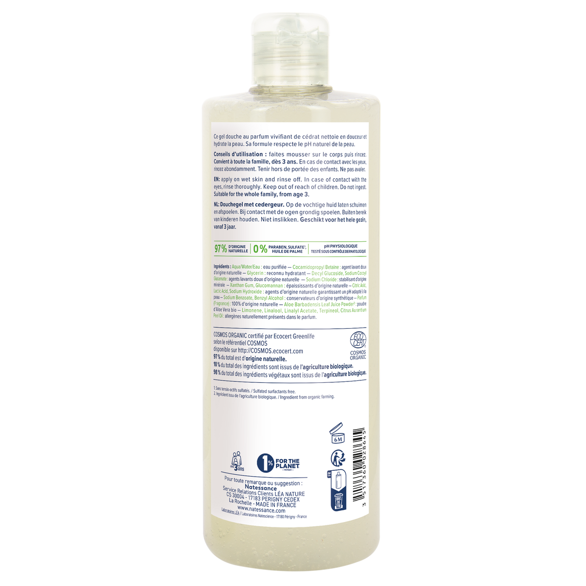 Natessance Gel de Ducha Perfumado de Cidra 500ml - NATESSANCE - cosmética