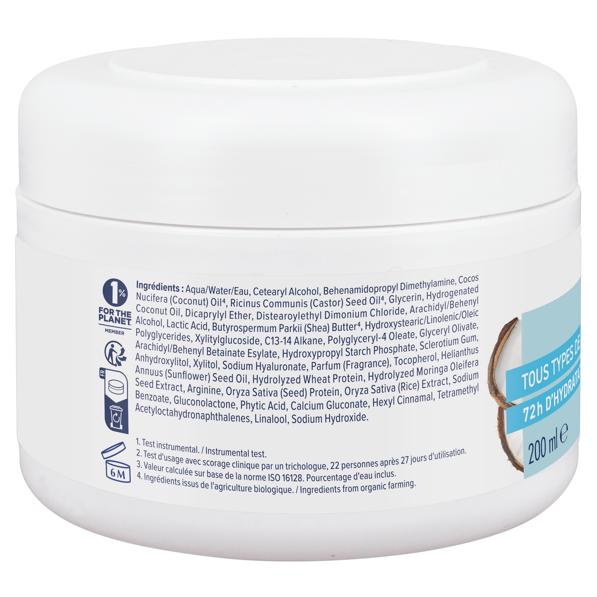 Natessance Mascarilla Hidratante de Coco 200ml - NATESSANCE - cosmética