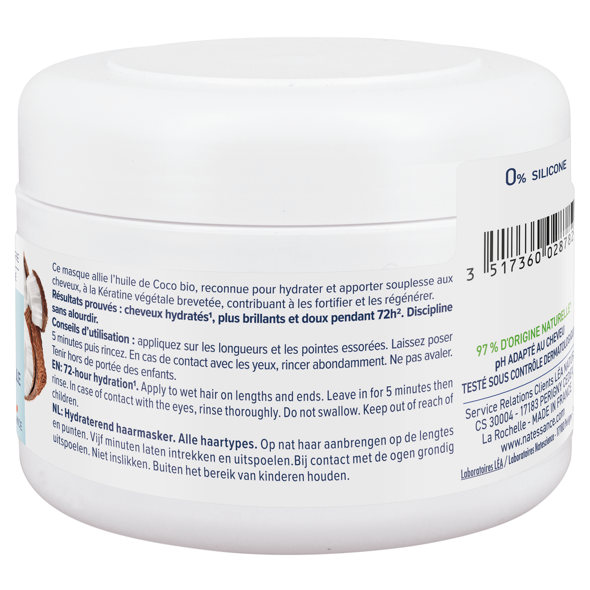 Natessance Mascarilla Hidratante de Coco 200ml - NATESSANCE - cosmética