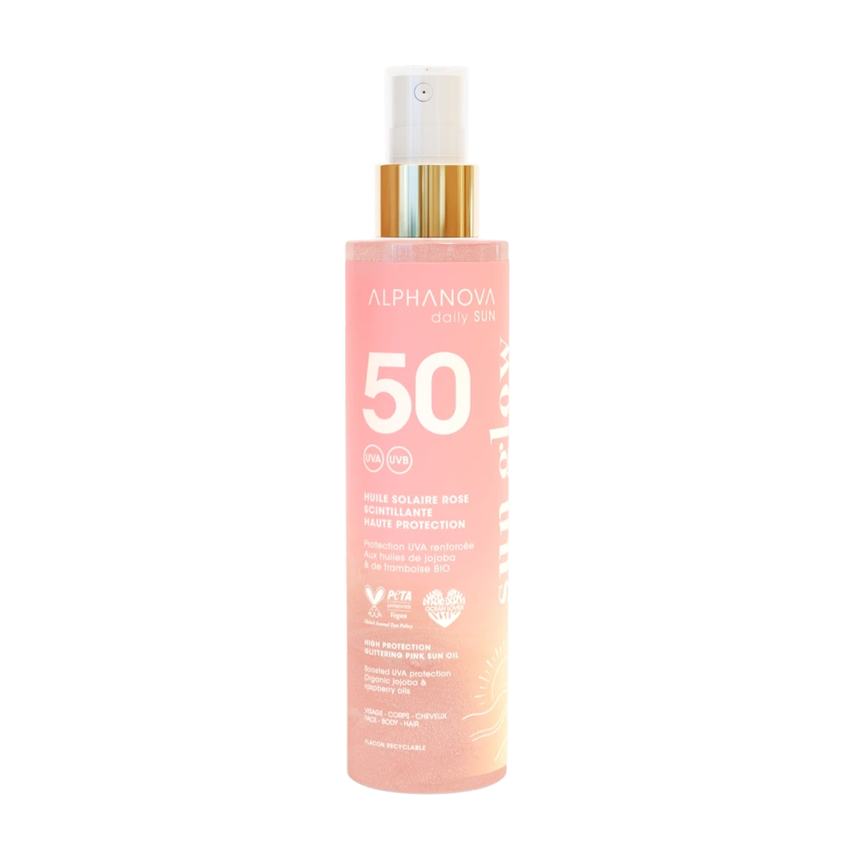 Alphanova Daily Sun Aceite Solar Brillante SPF50 125ml - ALPHANOVA - cosmética