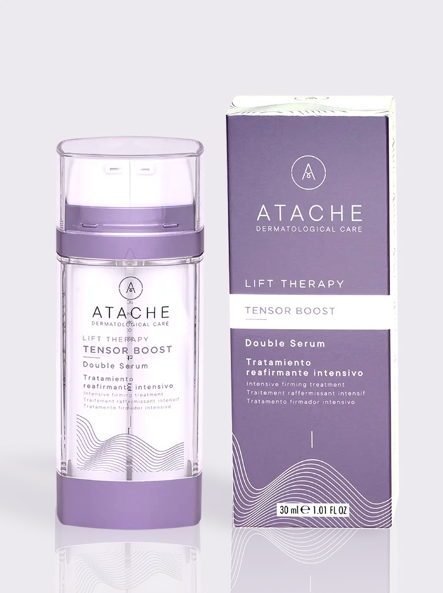 Serum Tensor Boost Double Serum mostrando su envase y textura.