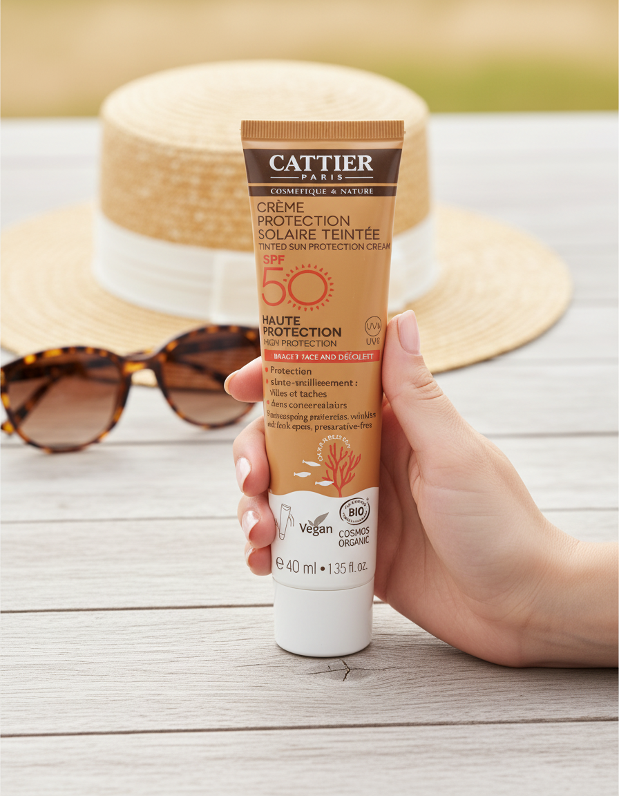 Cattier Crema Facial Solar con Color para Cara y Cuello SPF50 40ml