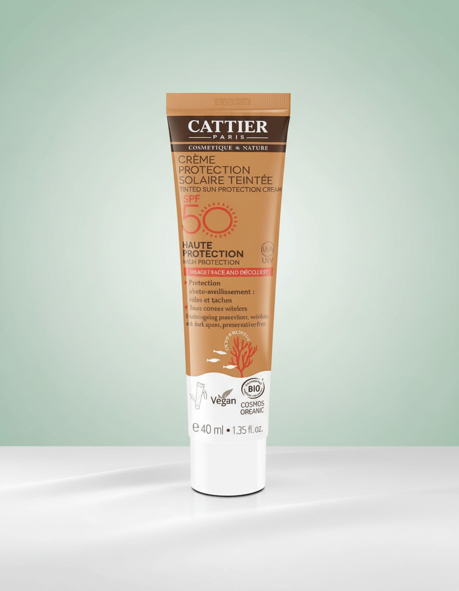 Cattier Crema Facial Solar con Color para Cara y Cuello SPF50 40ml