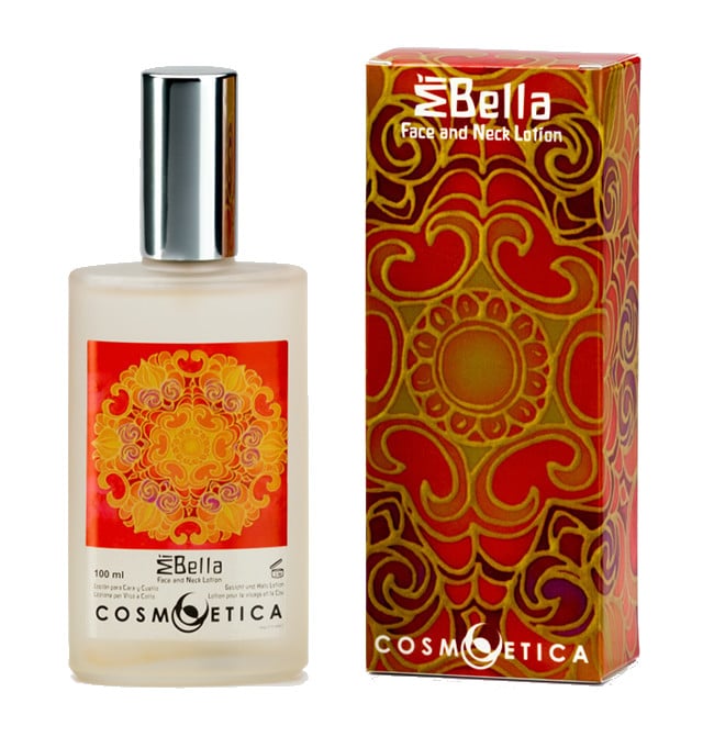 Crema hidratante MiBella para rostro y cuello en envase elegante, ideal para combatir los signos del envejecimiento y mantener la piel suave e hidratada.