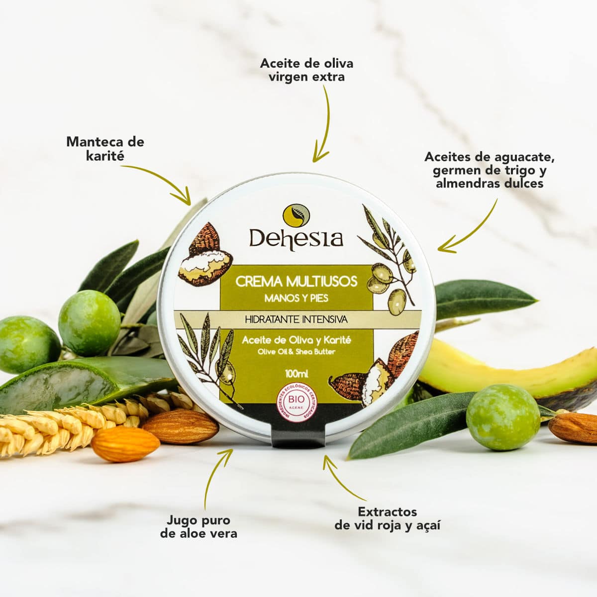 Dehesia Crema Multiusos Manos-Pies BIO con Aceite de Oliva y Karité 100ml