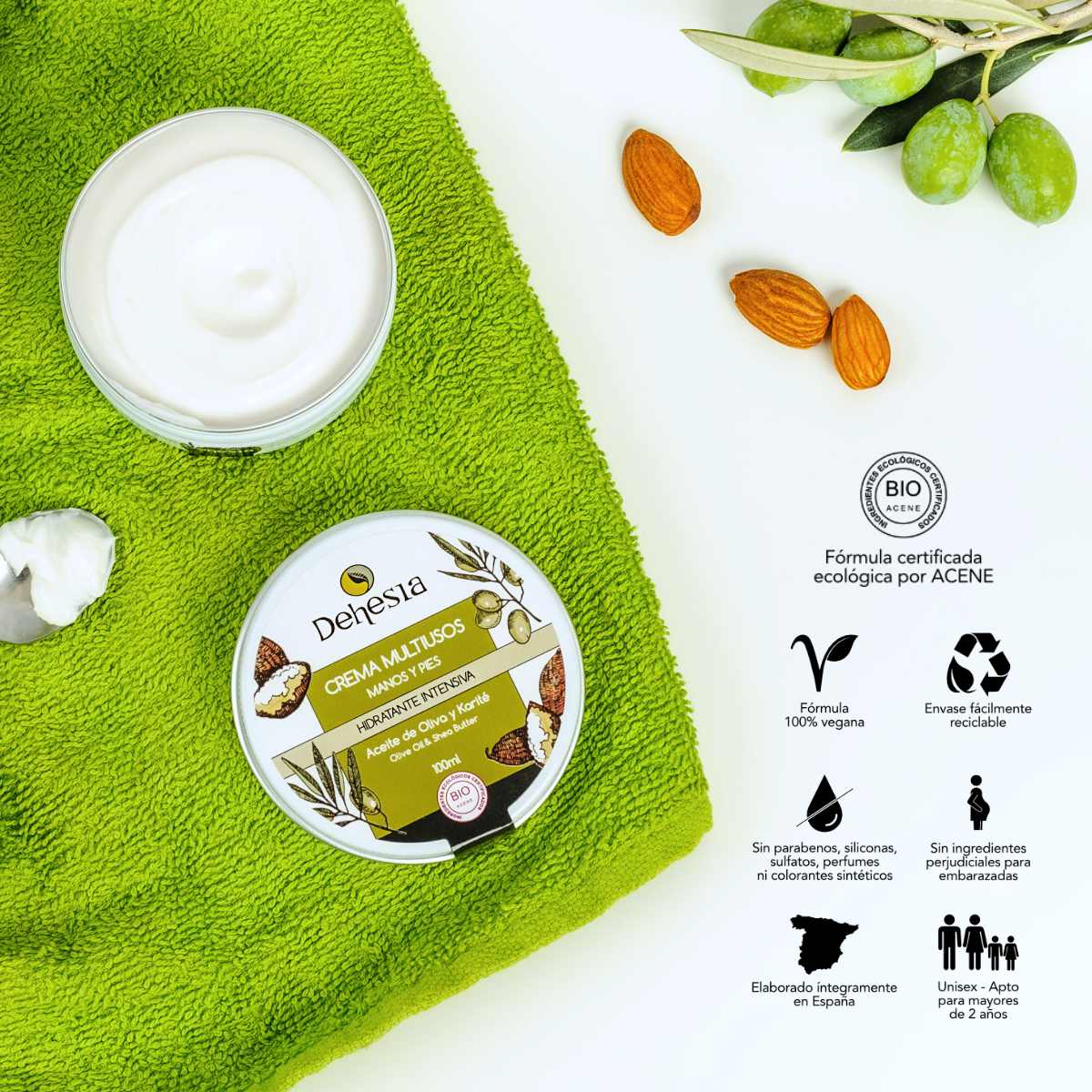 Dehesia Crema Multiusos Manos-Pies BIO con Aceite de Oliva y Karité 100ml