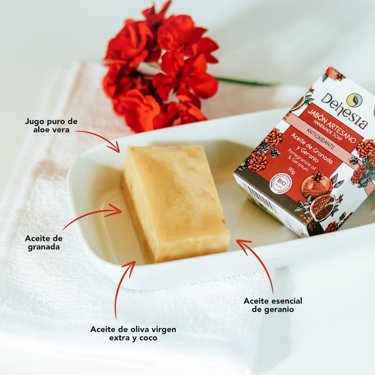 Dehesia Jabón Artesano Antioxidante BIO con Granada y Geranio 100gr