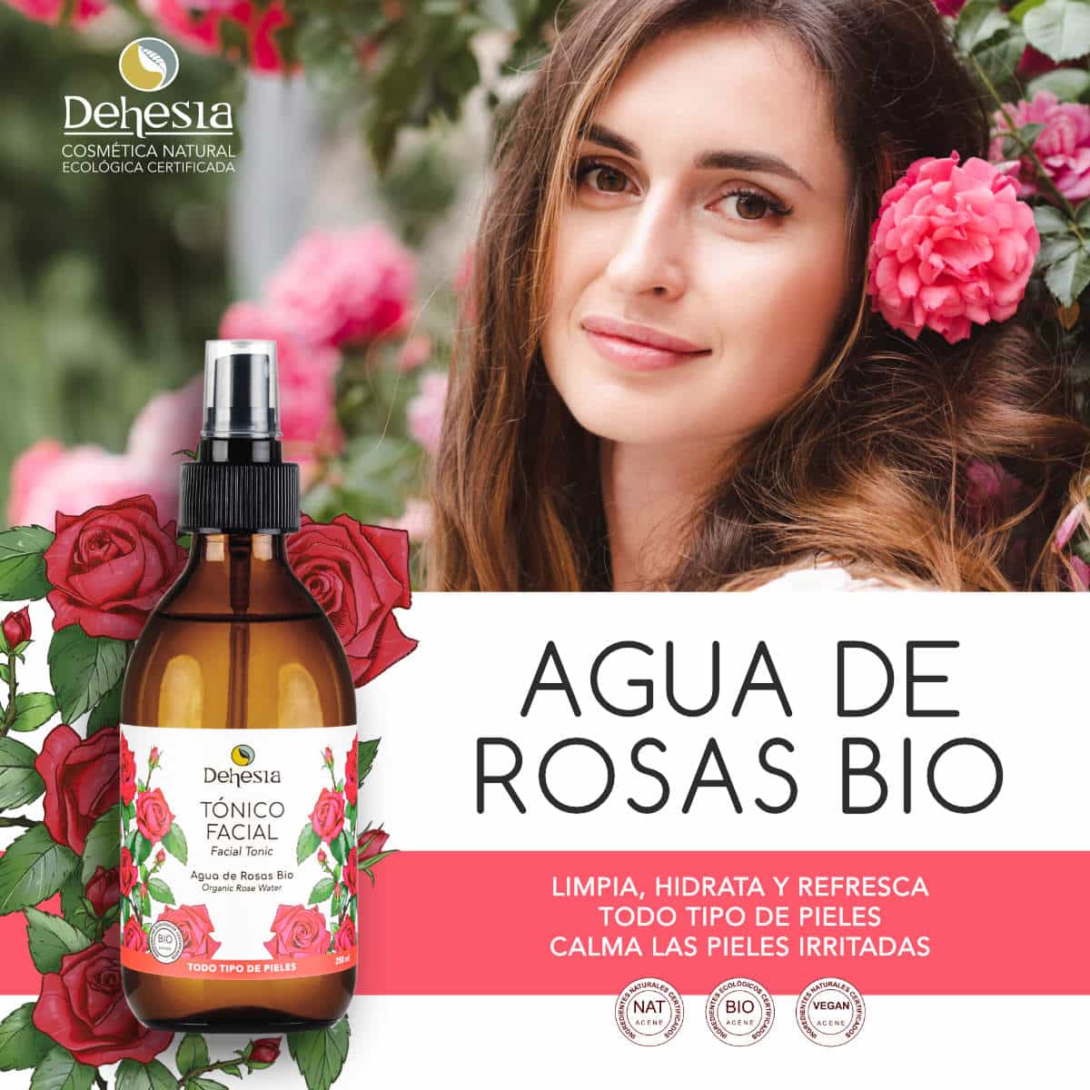 Dehesia Tónico Facial 100% Agua de Rosas BIO 250ml