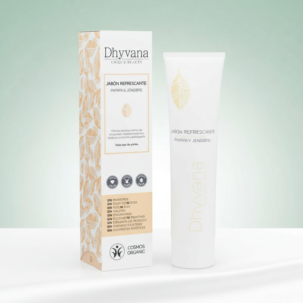 Dhyvana Jabón Facial Refrescante con Papaya y Jengibre Unique Beauty 100ml - DHYVANA - cosmética natural