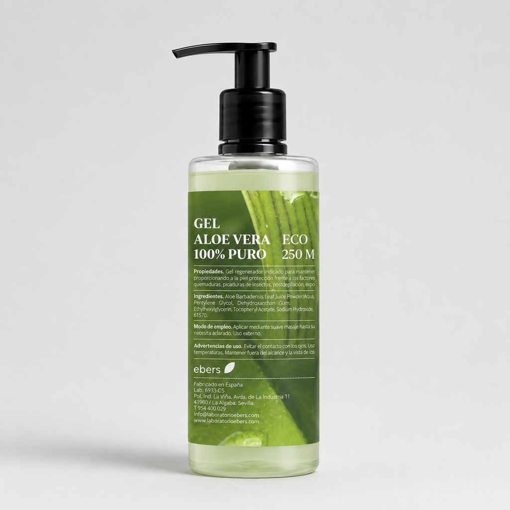 Ebers Gel Aloe Vera 100% Puro ECO con Dosificador 250ML - EBERS - cosmética natural