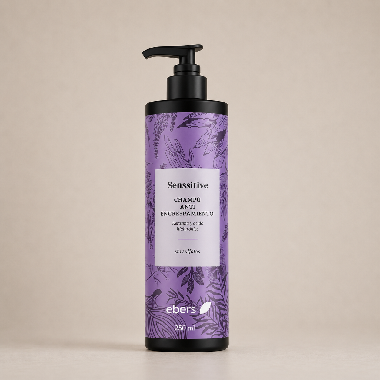 Ebers Champu Sin Sulfatos Antiencrespamiento con Keratina y Acido Hialuronico 250ml - EBERS - cosmética natural