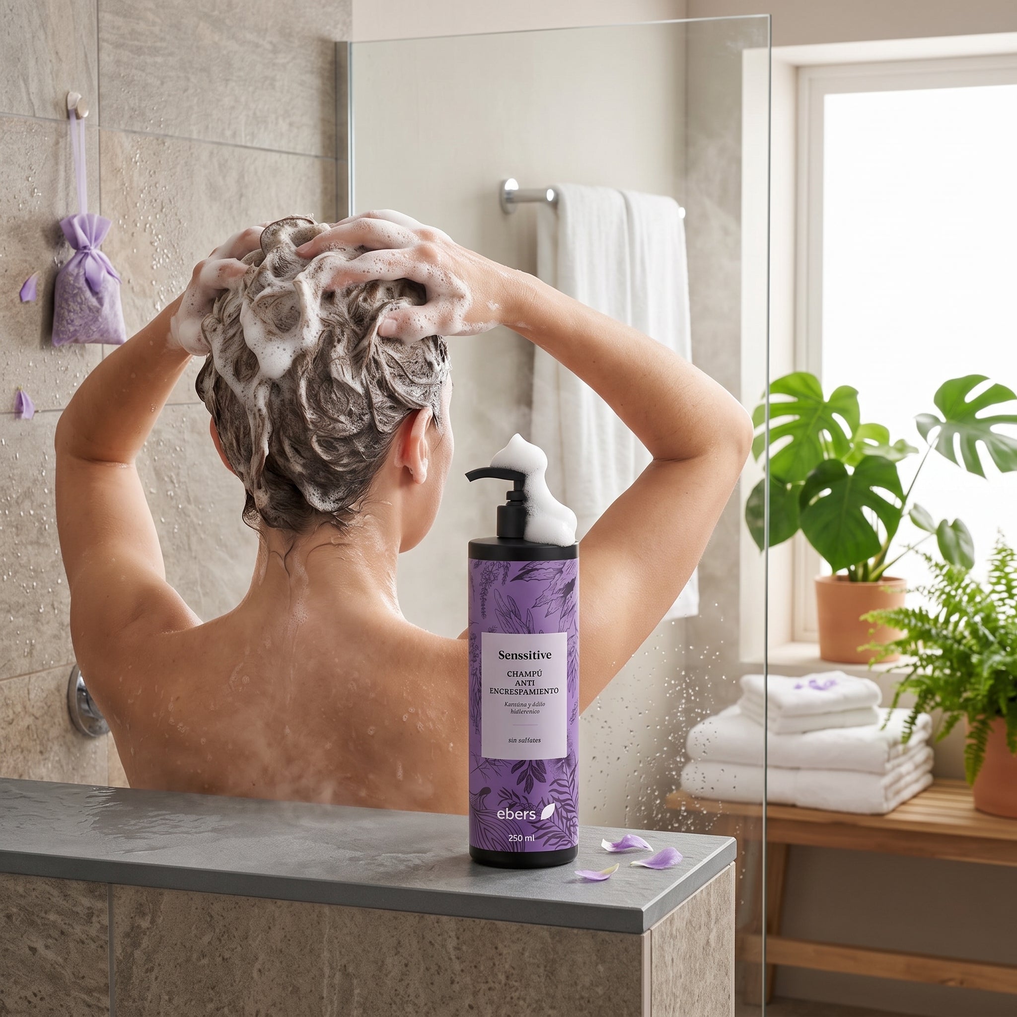 Ebers Champu Sin Sulfatos Antiencrespamiento con Keratina y Acido Hialuronico 250ml - EBERS - cosmética natural