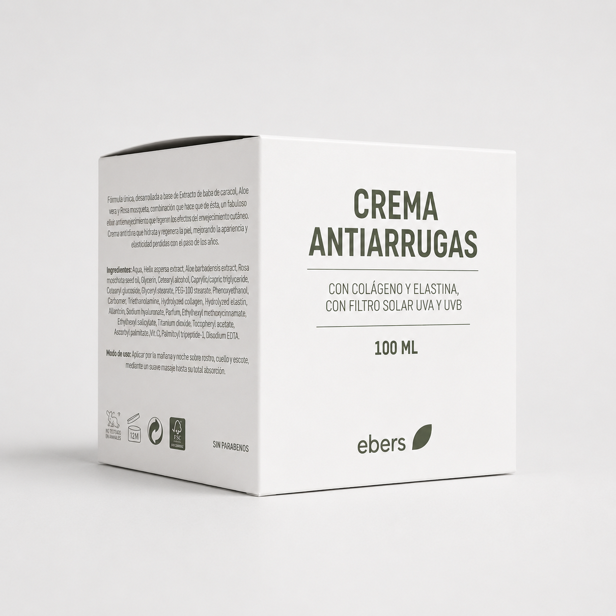 Ebers Crema Antiarrugas con Áloe vera, Baba de Caracol y Rosa Mosqueta 100ml - EBERS - cosmética natural