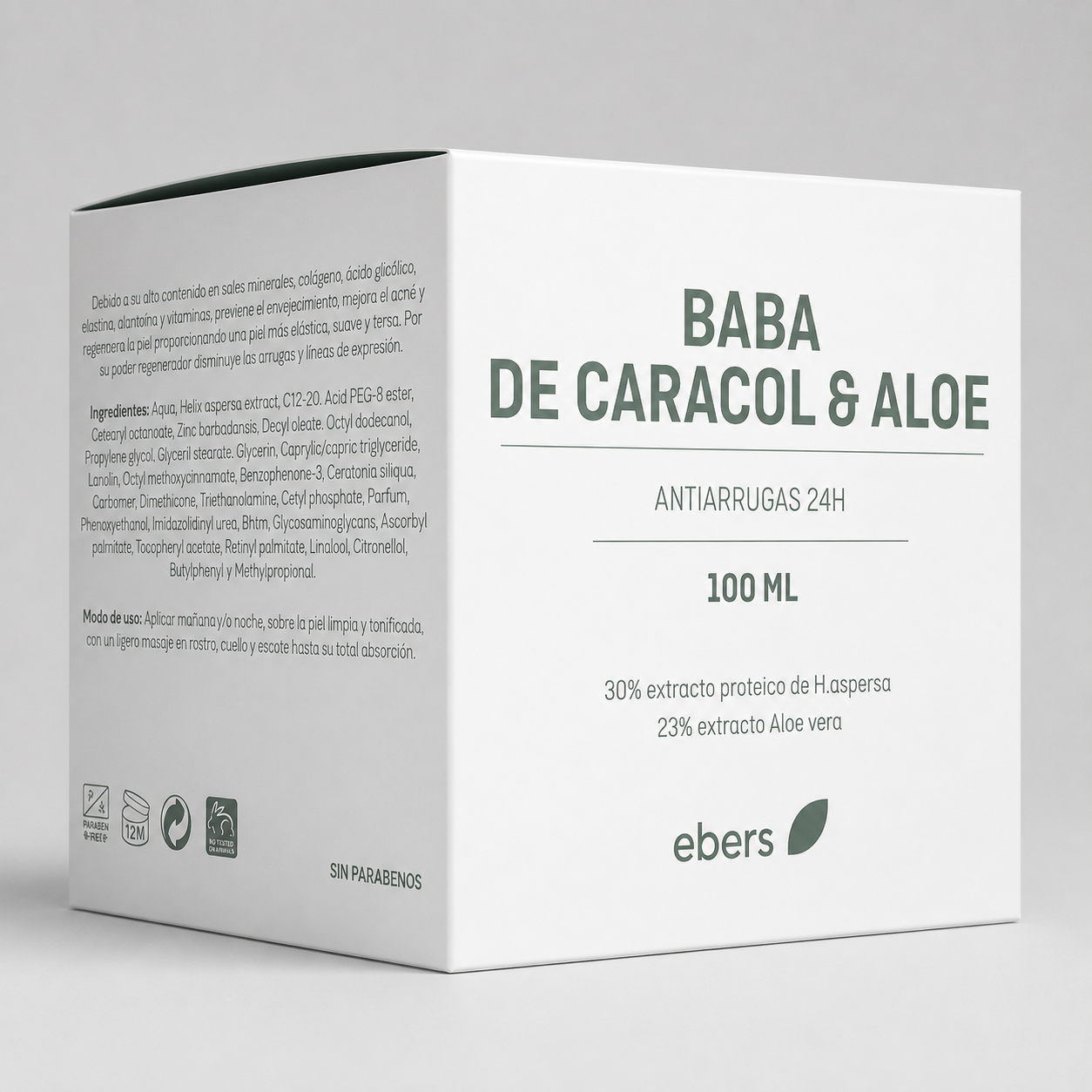 Ebers Crema Hidratante Facial con Áloe vera y Baba de Caracol 100ml - EBERS - cosmética natural