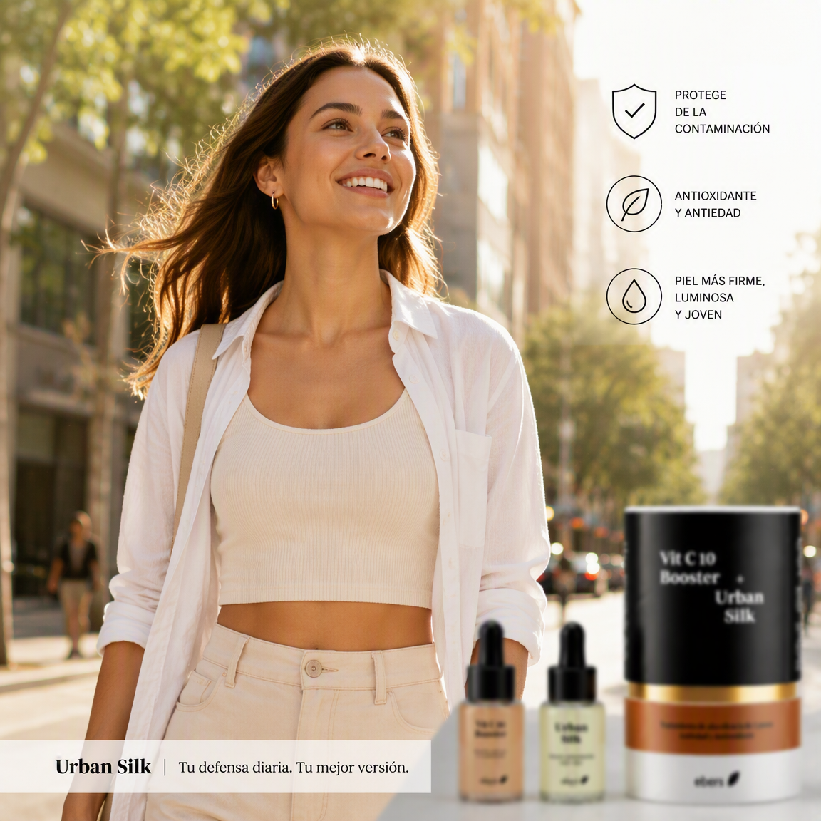 Ebers Tratamiento Antiedad y Antiox: Vit C 10 Booster + Urban Silk - EBERS - cosmética natural