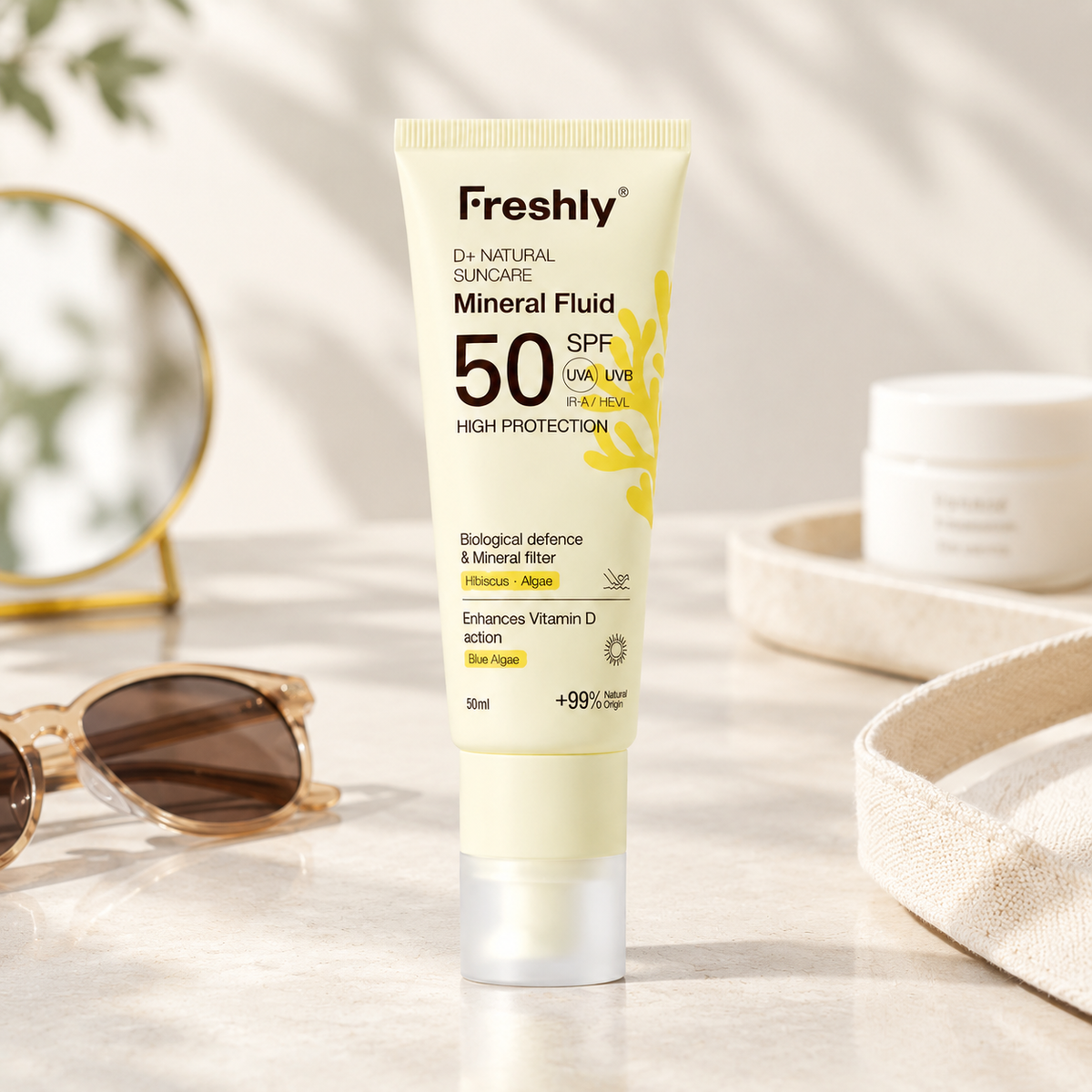 Freshly Cosmetics D+ Natural Suncare Mineral Fluid SPF50