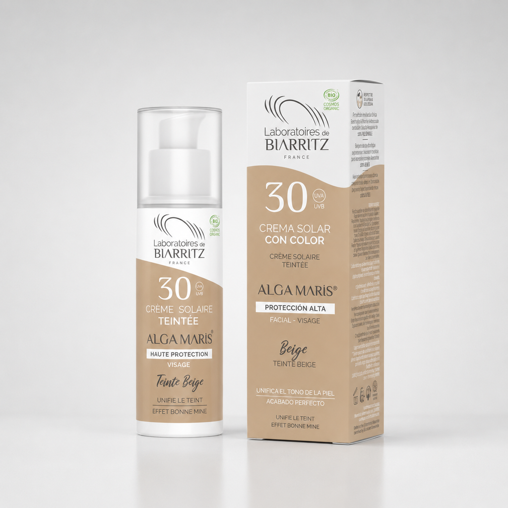 Laboratoires de Biarritz Crema Solar Facial Color Beige SPF30 50ml - LABORATOIRES DE BIARRITZ - cosmética natural