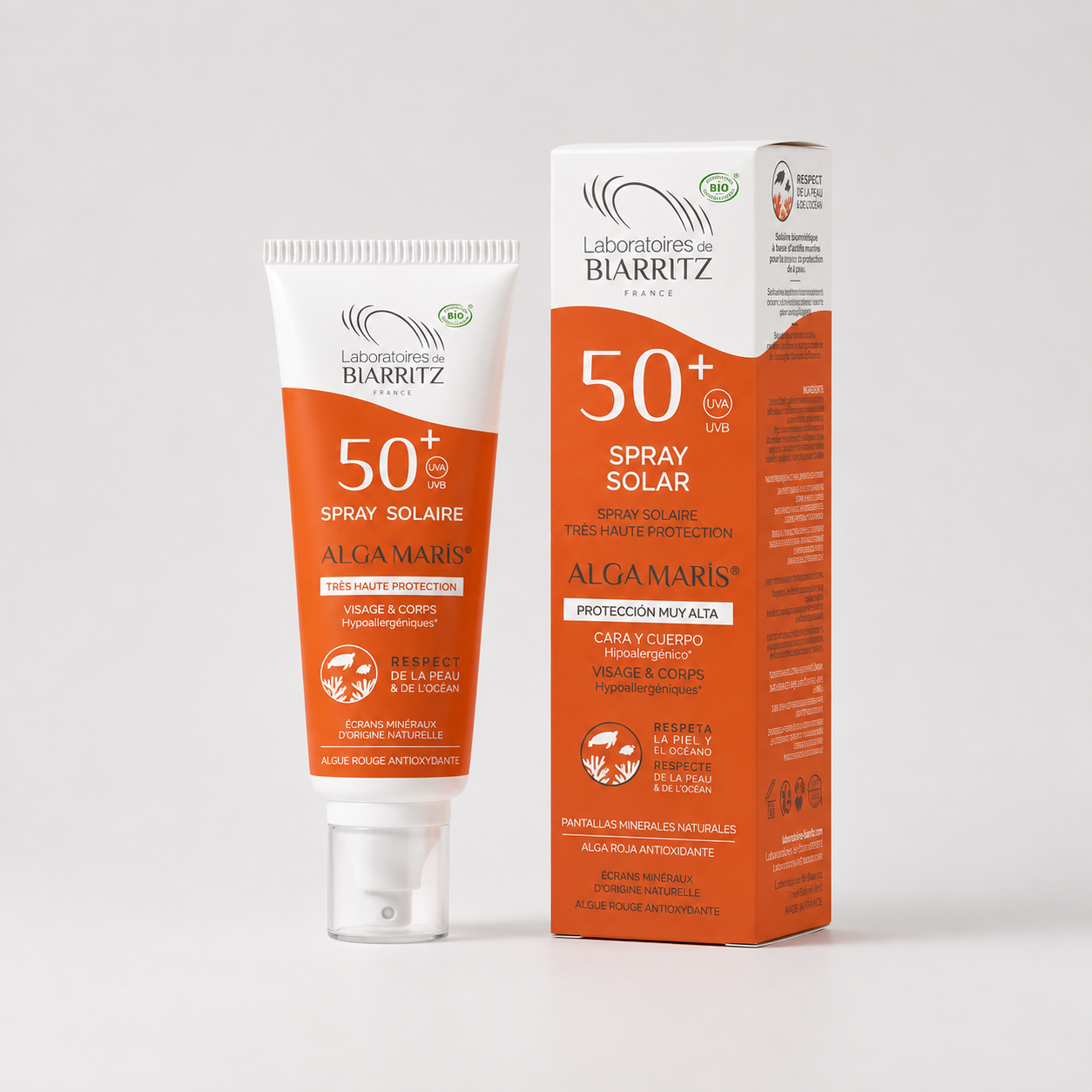 Laboratoires de Biarritz Spray Solar Cara y Cuerpo SPF50+ 100ml - LABORATOIRES DE BIARRITZ - cosmética natural