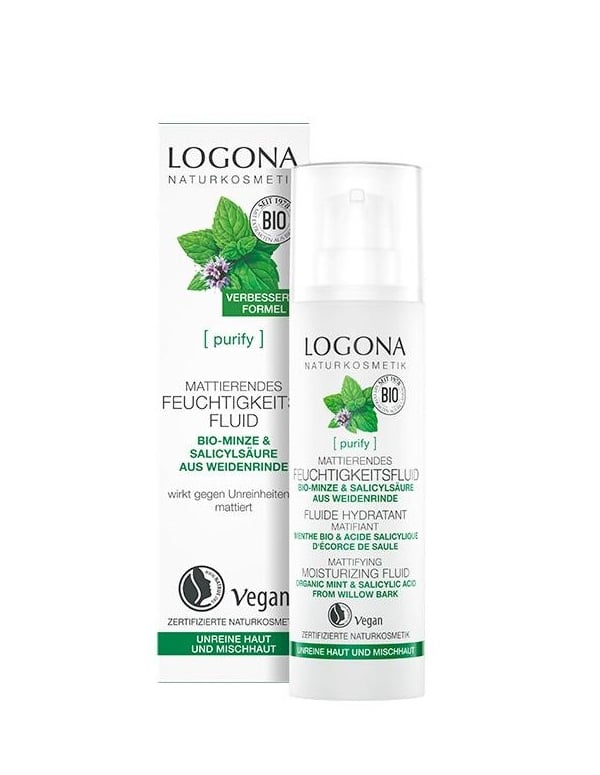 Logona Fluido Hidratante Dia y Noche con Menta Bio y Acido Salicilico 30ml
