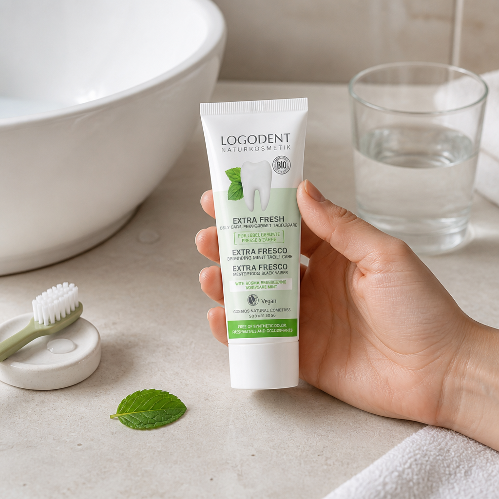Logona Dentífrico Extra Fresco Cuidado Diario con Menta (Sin Fluor) 75ml