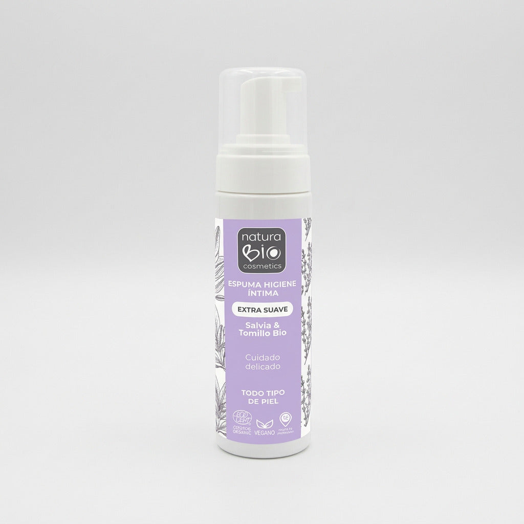 NaturaBIO Espuma de Higiene Íntima Extra Suave Salvia y Tomillo 200ml