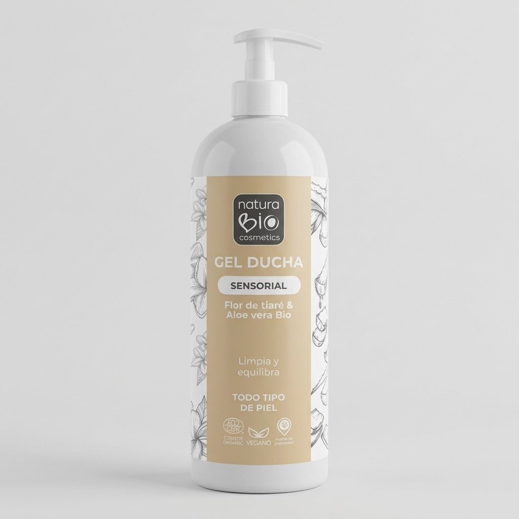 NaturaBIO Gel de Ducha Sensorial Flor de Tiaré y Aloe Vera 740ml