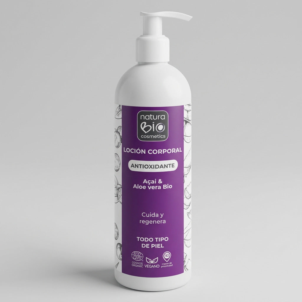 NaturaBIO Loción Corporal Antioxidante Aloe y Açaí 500ml