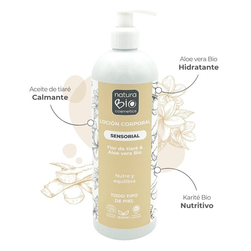 NaturaBIO Loción Corporal Sensorial Flor de Tiaré y Aloe Vera 500ml