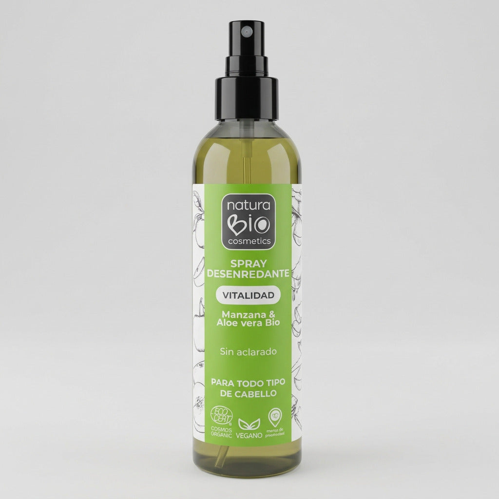 NaturaBIO Spray Desenredante Vitalidad Aloe y Manzana 200ml - NATURABIO COSMETICS - cosmética natural