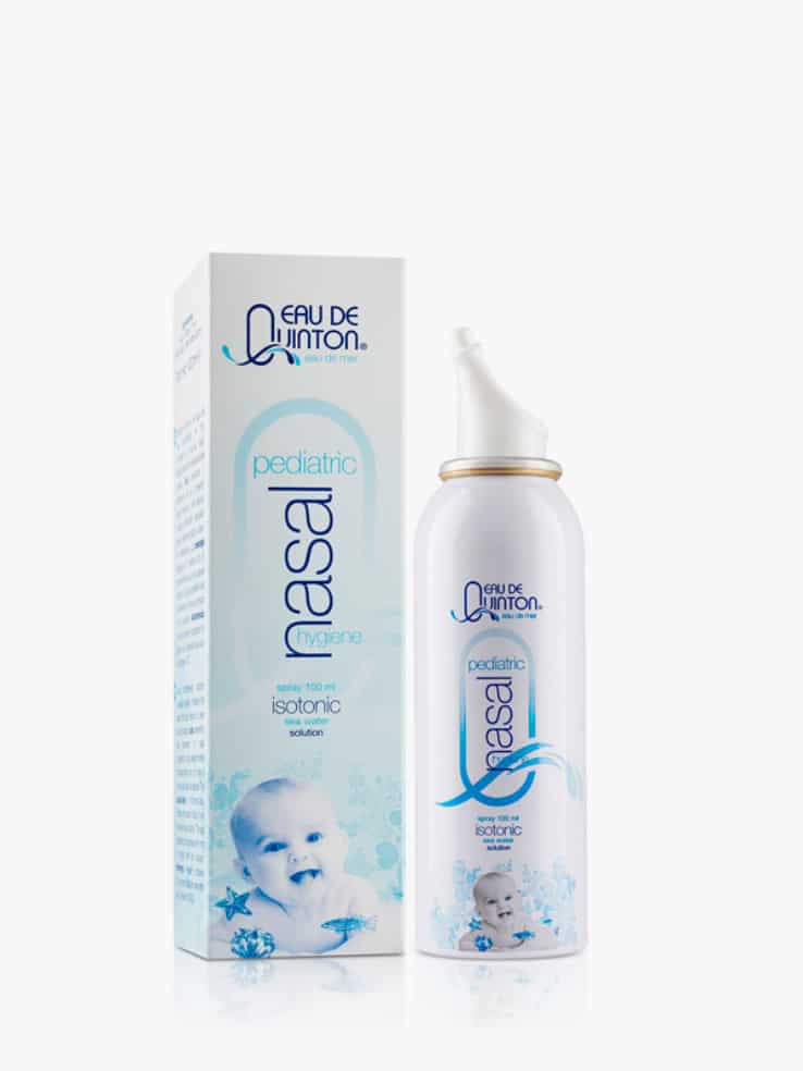 Spray nasal Quinton Health Baby, ideal para la limpieza y humectación diaria de la nariz del bebé, hecho con agua de mar natural.