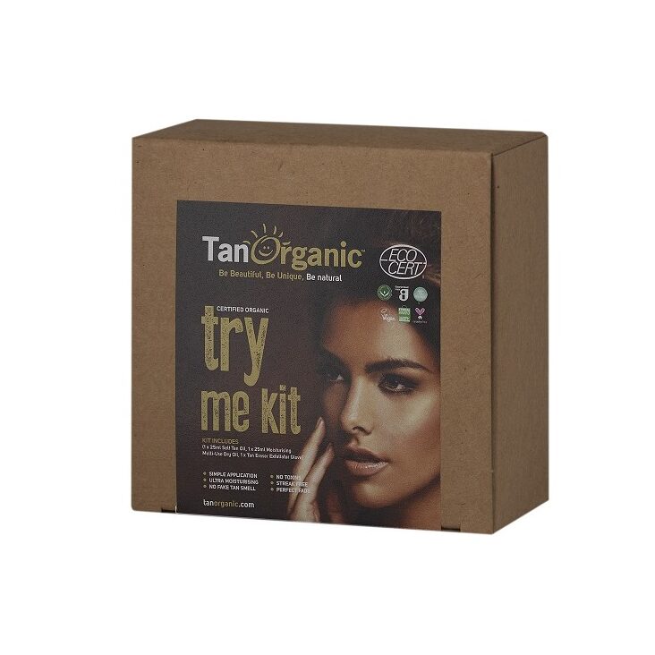 Tanorganic TRY ME KIT- Autobronceador + Aceite seco + guante exfoliante