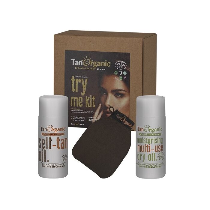 Tanorganic TRY ME KIT- Autobronceador + Aceite seco + guante exfoliante