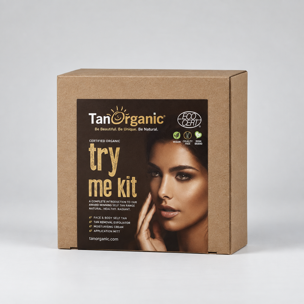 Tanorganic TRY ME KIT- Autobronceador + Aceite seco + guante exfoliante