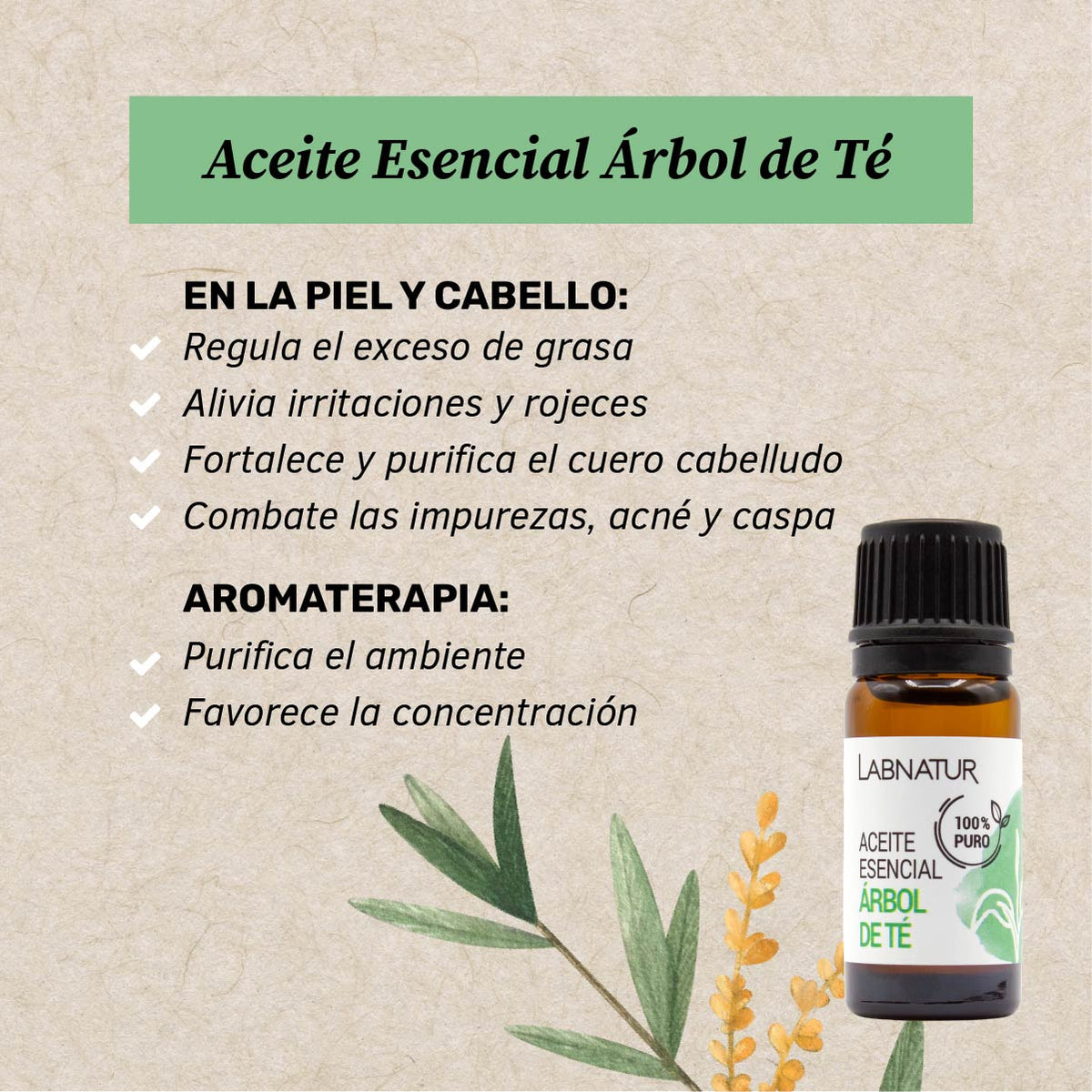 Labnatur Aceite Esencial de Árbol de Té 10ml - LABNATUR BIO - cosmética