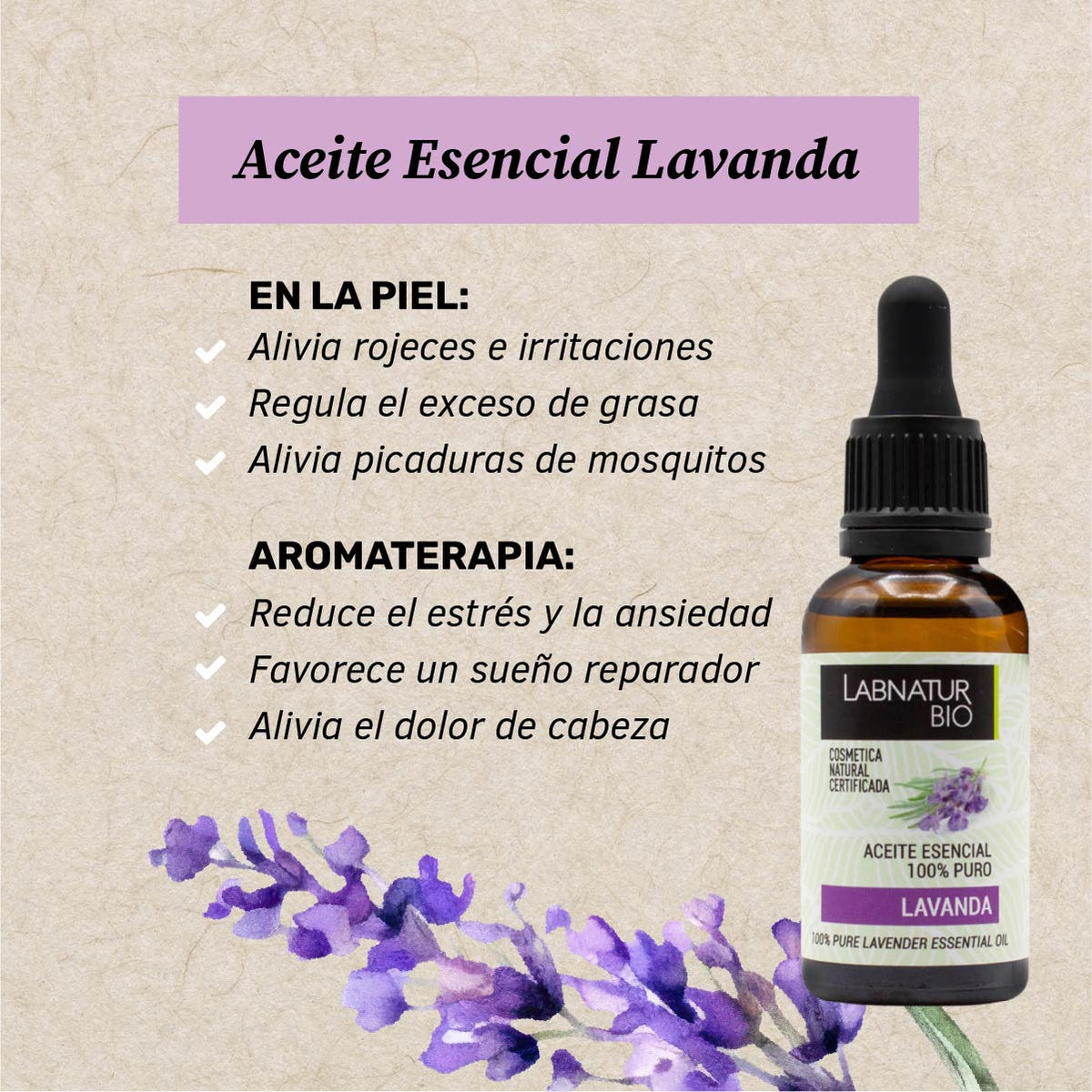 Labnatur Bio Aceite Esencial de Lavanda Ecológico 30ml - LABNATUR BIO - cosmética