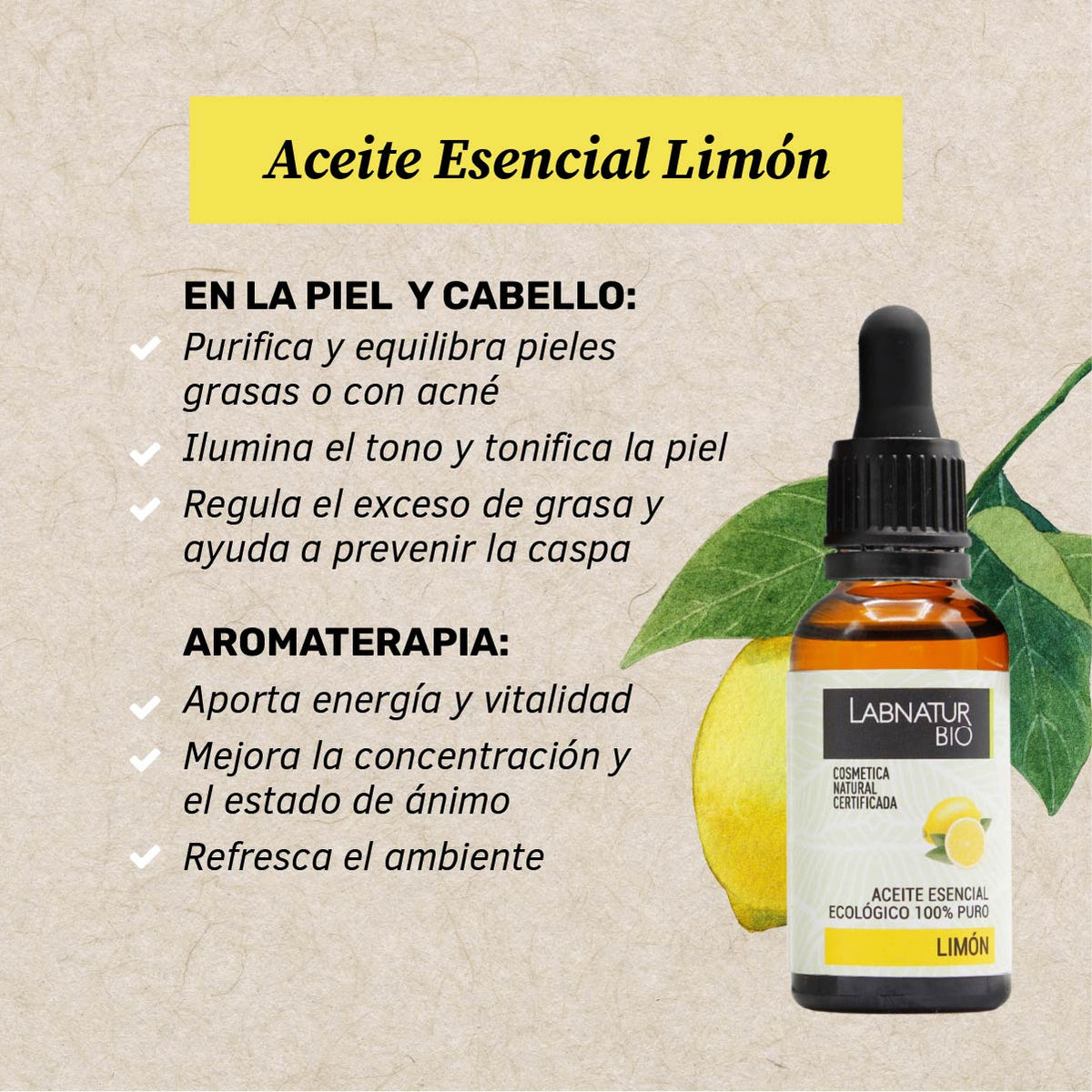 Labnatur Bio Aceite Esencial de Limón Ecológico 30ml - LABNATUR BIO - cosmética