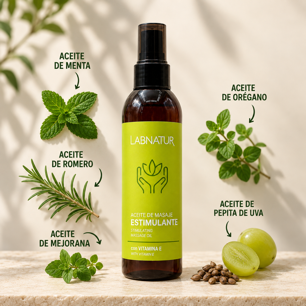 Labnatur Aceite de Masaje Activador con Menta y Romero 200ml - LABNATUR BIO - cosmética