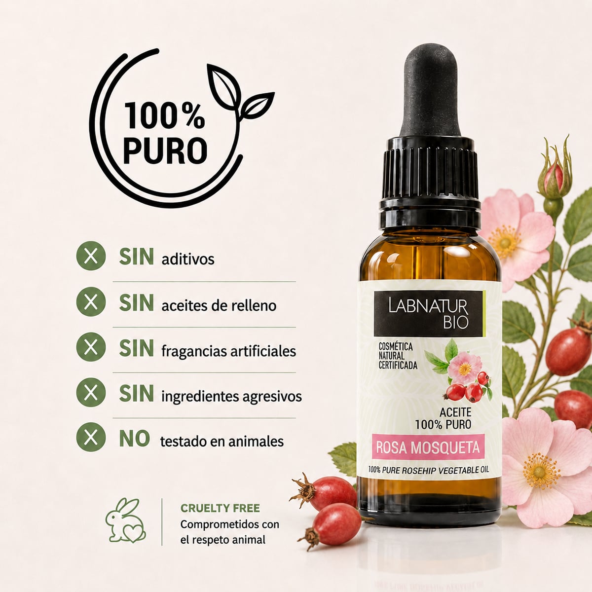 Labnatur Bio Aceite de Rosa Mosqueta Ecológico 30ml - LABNATUR BIO - cosmética