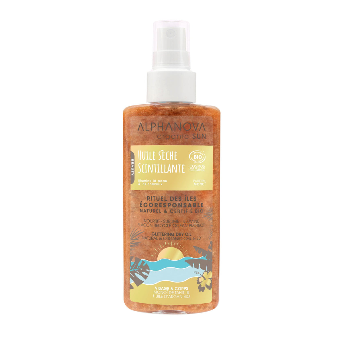 Alphanova Sun Aceite Seco Radiante con Purpurina Bio 125ml - ALPHANOVA - cosmética