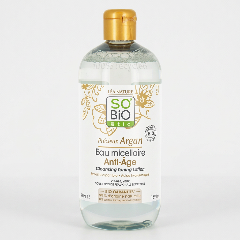 SO'BiO étic Agua Micelar de Ácido Hialurónico y Argán Précieux Argan 500ml - SO'BIO ETIC - cosmética natural