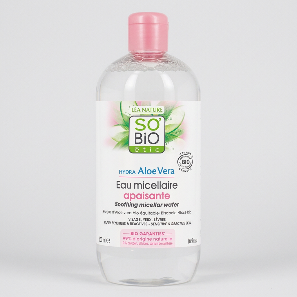 SO'BiO étic Agua Micelar de Aloe Vera y Rosa para Piel Sensible 500ml - SO'BIO ETIC - cosmética