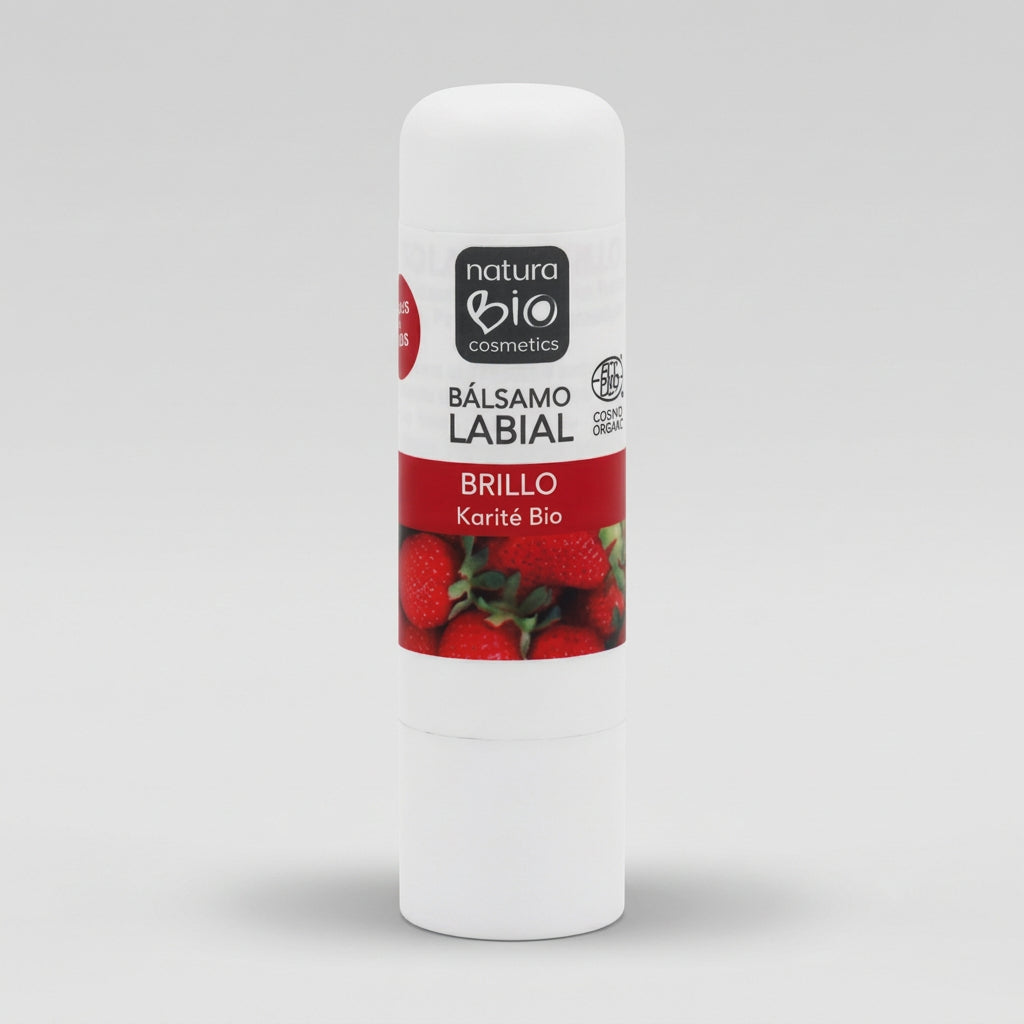 NaturaBIO Bálsamo Labial Brillo de Karité Aroma Fresa 5g - NATURABIO COSMETICS - cosmética natural